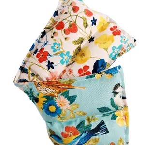 Therapeutic heating-cooling rice bag, eye bag, pain relief, migraine relief, allergy relief, heat pad, cold pack, massage therapy, Flowers, Birds