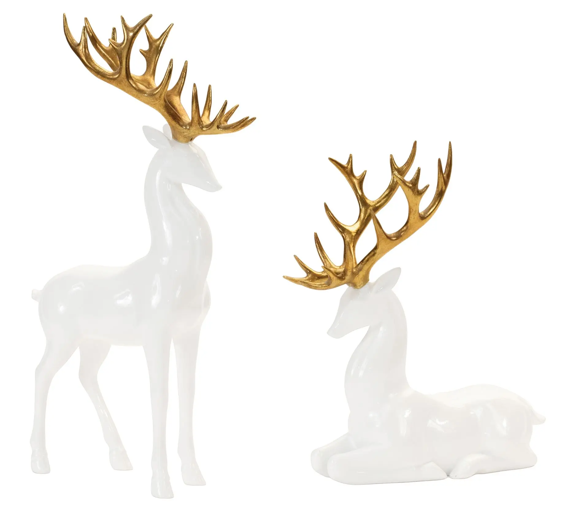 Melrose Holiday Deer with Gold Antler Accent (Set of 2)