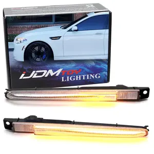 iJDMTOY Euro Semi-Clear Lens Amber LED Sequential Blink M-Package Fender Vent Grille Side Marker Turn Signal Light Kit For BMW F10 M5