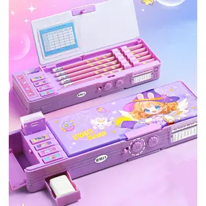 Pop up Multifunction Pencil case for  kawaii Pencil Case Pencil Holder for School Students supplies for girls Cute Pencil box for Girls with Sharpener Password Lock Schedule Whiteboard ()