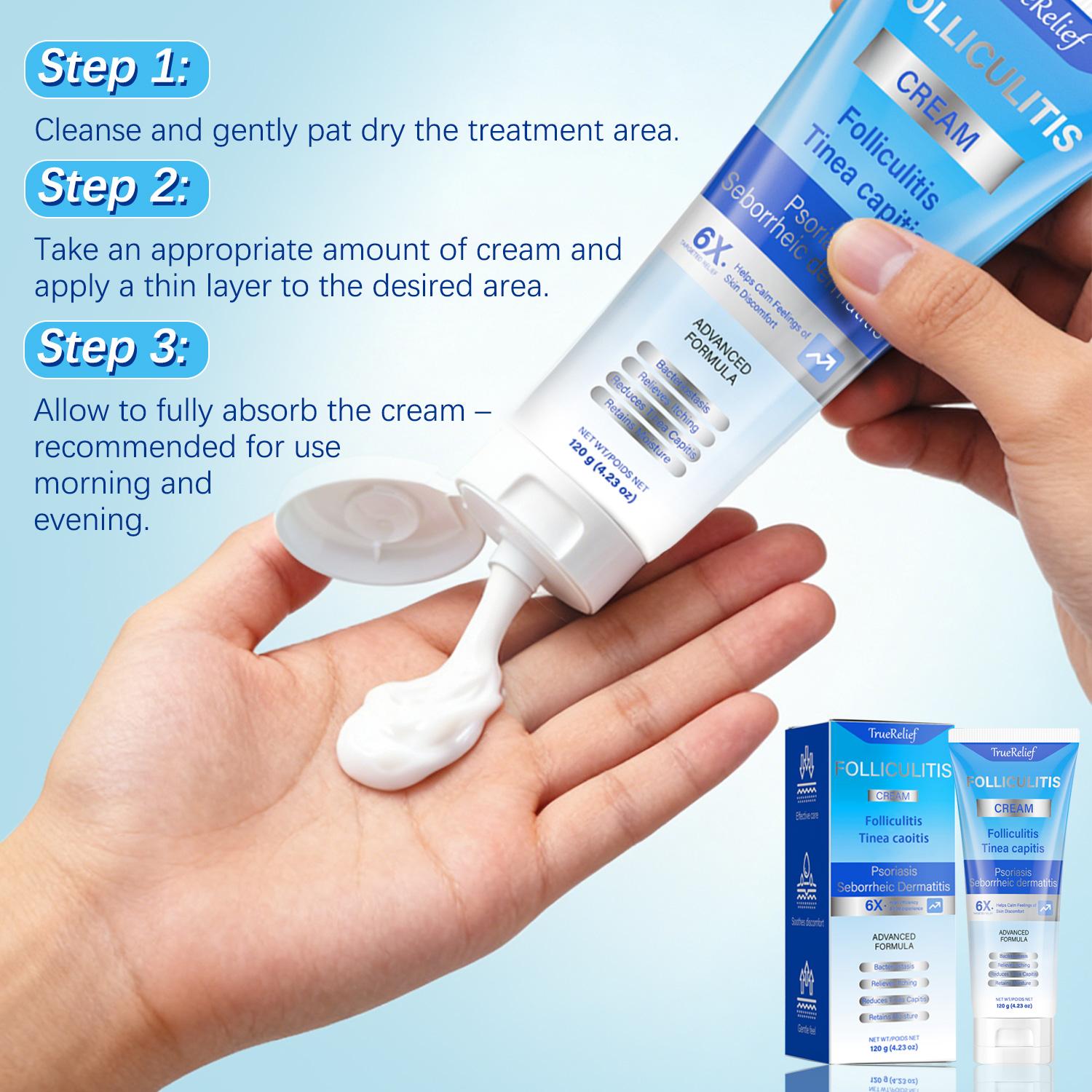 TrueRelief Folliculitis Soothing Cream, Organic Hair Follicle Care for Scalp Face Body, Targeted Folliculitis Relief, Soothes Irritated Skin & Follicles, Natural Organic Ingredients, Gentle Daily Care, Non-Greasy, 120g TrueRelief Folliculitis Soothing Cream, Organic Hair Follicle Care for Scalp Face Body, Targeted Folliculitis Relief, Soothes Irritated Skin & Follicles, Natural Organic Ingredients, Gentle Daily Care, Non-Greasy, 120g