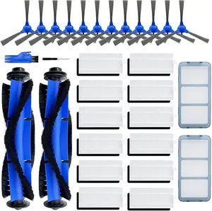 28 Pack Replacement Part Compatible for Eufy RoboVac 11S, 15C, 30, 30C, 12, 35C, 25C, 15T Robotic Vacuums, 2 Rolling Brushes, 12 Filter Sets, 12 Side Brushes, 2 Pre Filters