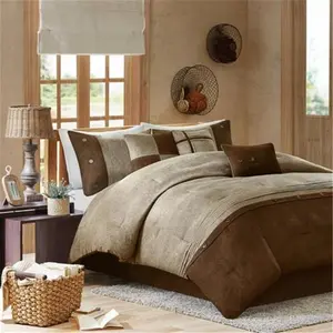 212 MAIN Boone 7-Piece Comforter Set for Queen Size Bed, Cohesive Set with Earthy Piecing for Lodge Look, Queen Size Comforter for Reptile & Amphibian Habitat Decorations, Button Detail, Polyester Fiber