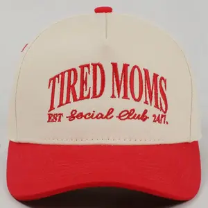 Tired moms; trucker hat.