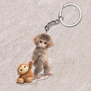 Viral Baby Punch Monkey Keychain, Cute Monkey Plush Bag Charm, Animal Lover Gift