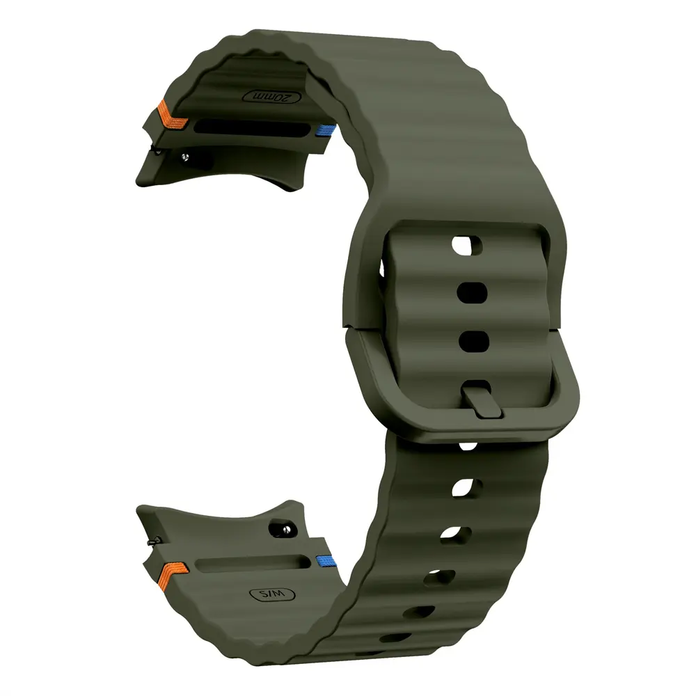 Silicone Watch Strap, Smart Watch Accessories, Smart Watch Straps for Samsung Galaxy Watch 7 6 5 4 FE 40mm 44mm/6 Classic 43mm One-Button wristband with arc interface Seamless Wave Stitching Men & Women Replacement Strap
