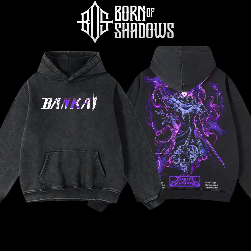 BOS4U Oversized Retro Vintage Limited Edition 'Bleach: Sosuke Aizen' BANKAI Men's Classic Cotton Hoodie & T-Shirt, Menswear Tops Apparel