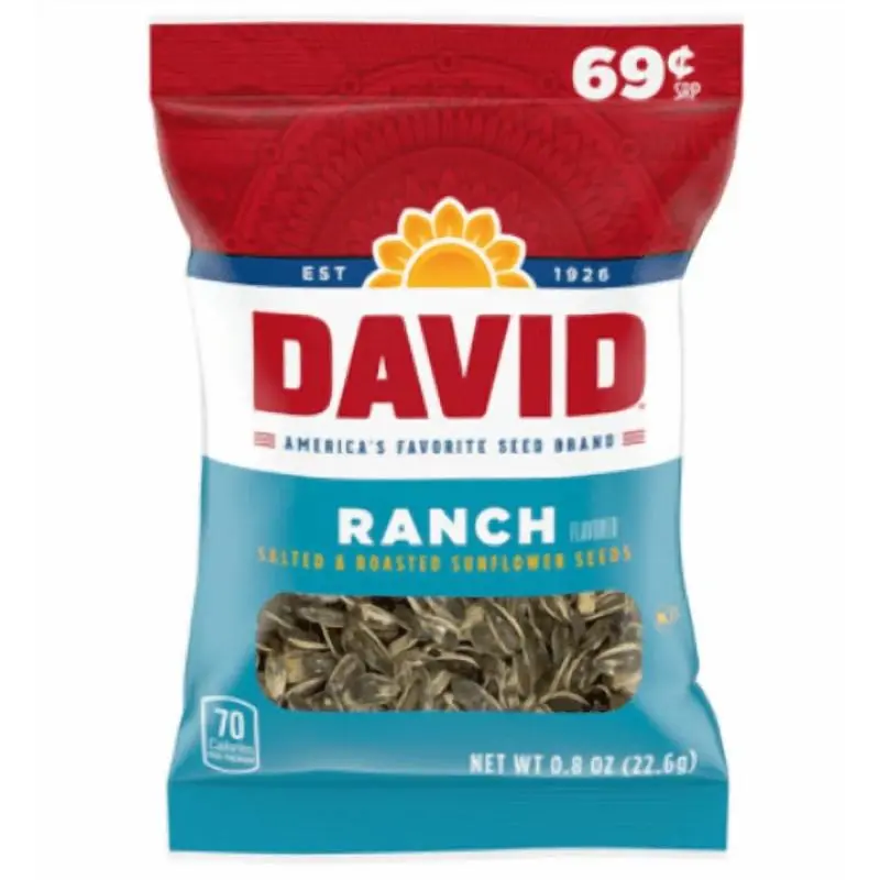 David Ranch Sunflower Seeds - 36 Count (0.8 oz Each), Crunchy Savory High Protein Fiber Snack for Road Trips, Everyday Snacking Protein Rich Healthy Treat, Gatherings