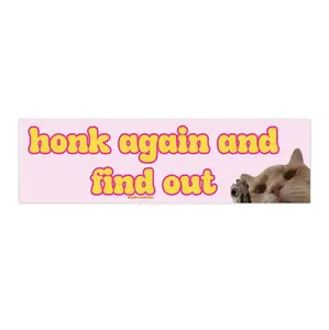 Honk Again and Find Out | Bumper Sticker AND Magnet | Funny Meme Sticker | 8.7'' X 2.7'' | Waterproof Premium Quality
