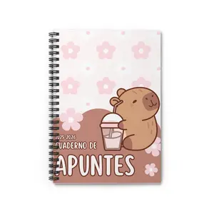 Capybara with Drink Spiral Notebook | Cuaderno de Apuntes, Pink Floral
