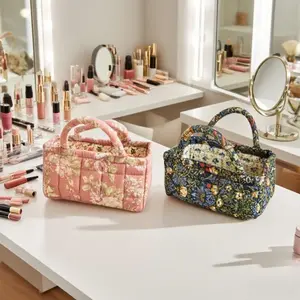 2 Pack Floral Desktop Storage Bags, Cute and Practical Organizer for Makeup, Office Supplies, Data Cables, Unique Design, Home Decor, Handheld Cosmetic Pouch, Makeup Organizer Pouch