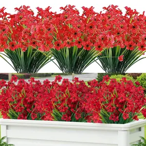 UV Resistant Artificial Flowers Outdoor, Plastic Faux Plants Shrubs for Home Decor, Farmhouse, Wedding, Weatherproof Lifelike Greenery, 20pcs, Artificial Flowers for Outside