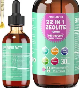 Zeolite Detox for Kids and Adults, Herbal Detox with 800mg DHA, 500mg Inulin, Probiotics & Vitamin B12, D3, C, B6, Cilantro Extract Cleanse to Support Brain, Immune, Gut, Energy, Berry Flavor, 60ML
