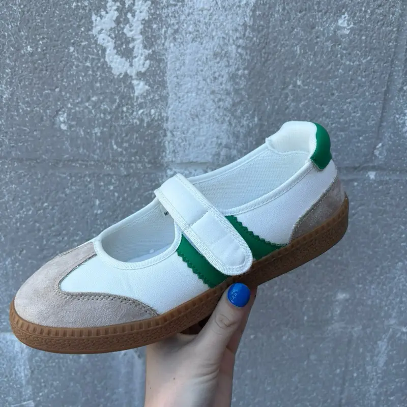 Corkys Mary Jane Sneaker- White with Green