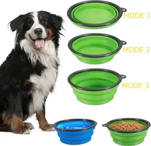 Collapsible Silicone Pet Bowl with Carabiner | Portable Food & Water Dish for Dogs & Cats | Lightweight, Travel-Friendly Design for Hiking & Walking
