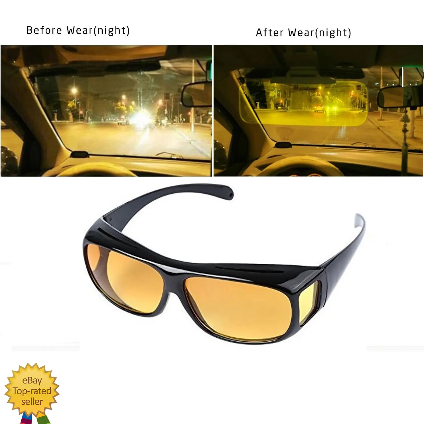 HD Night View Driving Glasses Polarized Anti-Glare Rain Day Night Vision Cycling Sunglasses