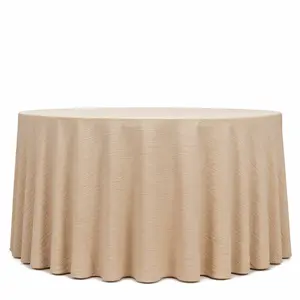 Accordion Pleated Scuba Tablecloth 120" Round Beige – Wrinkle Free & Stain Resistant Textured Table Linen