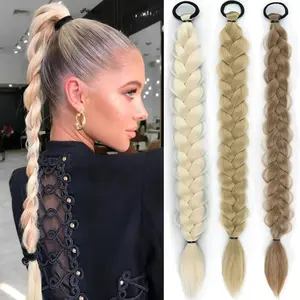 24inch Wig Ponytail Fishbone Braid Hair Accessory Twist Braid Long Braid Hair Rope Boxing Braid High-Temperature Synthetic Hair Extensions