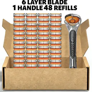 Razors for Men, 1 Handle, 46 Blade Refills, 6 Layer Blade for a More Comfortable Shave