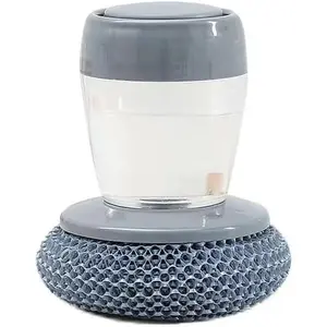 Dish Brush with Soap Dispenser - Non-Sticky & Hygienic - Replaceable Brush Head - PET Material Safe for Pots! (Stainless Steel 1 handle+1 replacement ball)