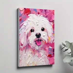 1pc Wooden Framed Wall Art, Cute Dog Wrapped Canvas Prints Poster, Hanging Hardware Included, Birthday Party Decor, Mother'S Day New Year Easter Gift, Ramadan, Home Living Room Office Wall Decor, Perfect Gift and Home Decoration