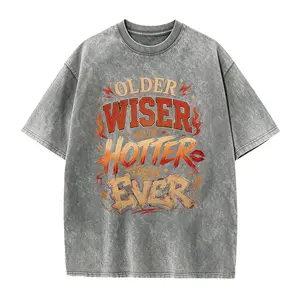 Menswear Casual Cotton Fabric Round Neck T-Shirt - Older Wiser Hotter Than Ever, Aging Humor Graphic Tee