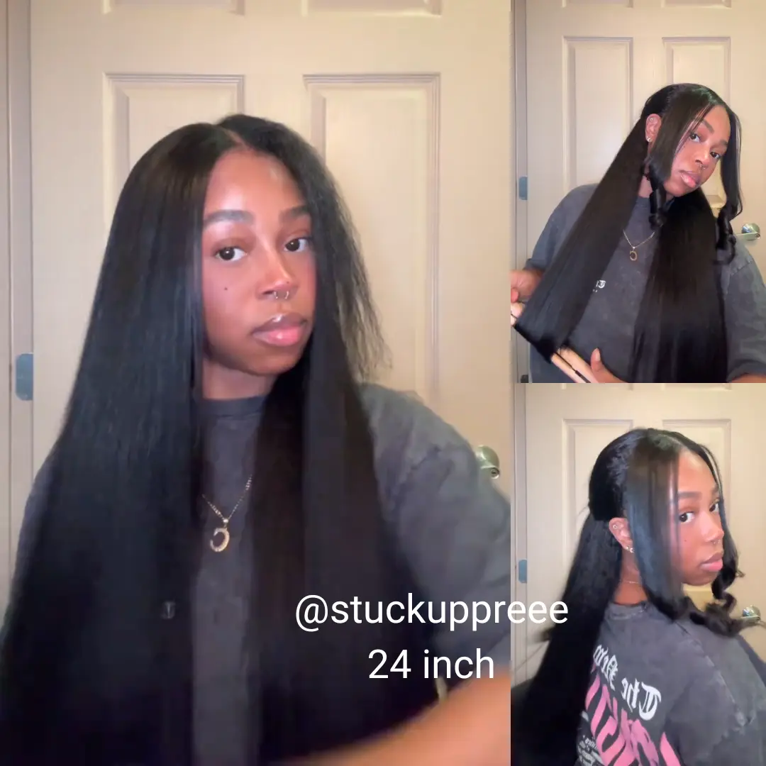 Nadula V Part Kinky Straight Summer Wig Minimal Leave Out Glueless 100% Human Hair Natural Density Soft Blends Well EasiContour Adjustable Cap Beginner Friendly Dealforyoudays