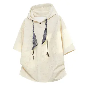 New summer minimalist hooded men’s short-sleeve T-shirt; versatile tie-dye hooded short-sleeve T-shirt; trendy scarf short-sleeve casual men’s hoodie — #SummerWins