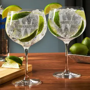 Custom Gin and Tonic Glasses - Custom Cocktail Glasses,  Etched Gin and Tonic Glass, Gin and Tonic Gift for Dad, Custom Gin Glass