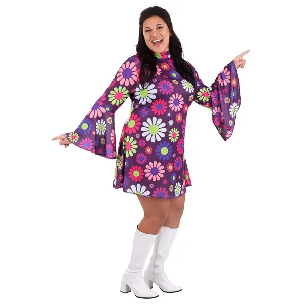 Plus Size Groovy Flower Power Costume for Women