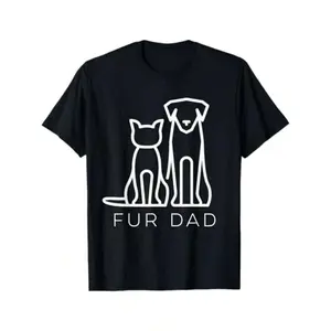 180gMen Cat Fur Dad Pet Graphic Print Short Sleeve T-Shirt