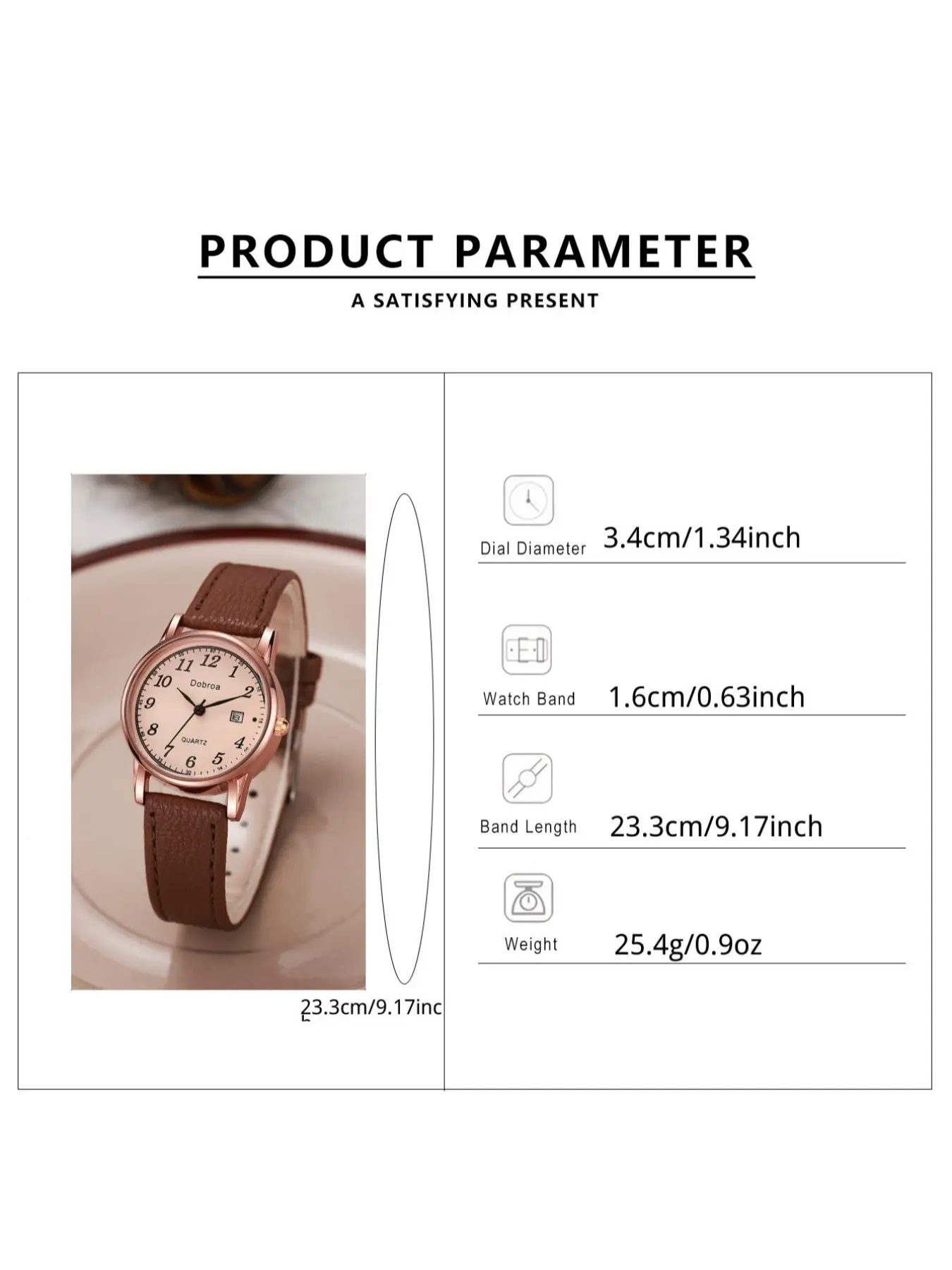 Women\'s Coffee Brown Analog Quartz Classic PU Leather Casual Round Wrist Watch 1 new retro casual elegant women main image 2