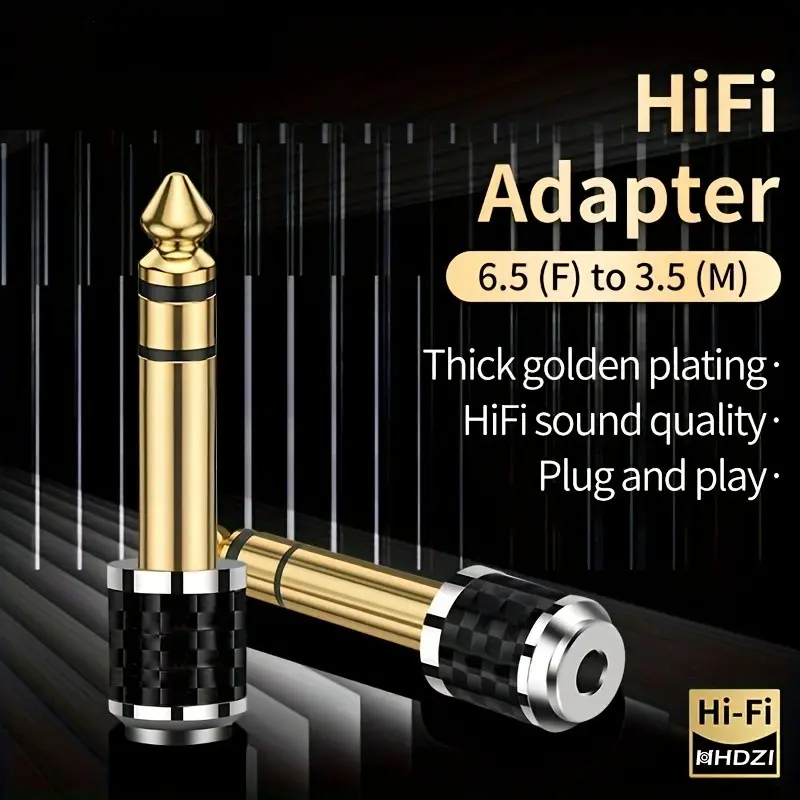 6.5mm Female to 3.5mm Male Audio Adapter, Thick Gold Plating Jack, Plug and Play, Hi-Fi Sound Quality, Reduces Signal Loss, Compatible with Various Devices
