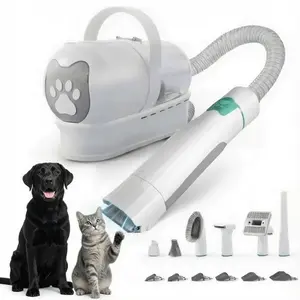 Cat & Dog Hair Vacuum Brush for Shedding, 7 in 1 Dog Grooming Vacuum Kit, Includes Rollers, Deshedding Mitts, Nail & Paw Trimmer