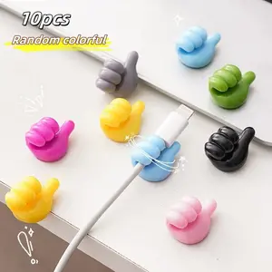 Random Color Thumb-shaped Cable Organizer Clip, 10pcs/set Cable Management Clip, Desk Organizer for Home Office, Work Organizer, Home Organizer, Desk Accessories, Office Supplies