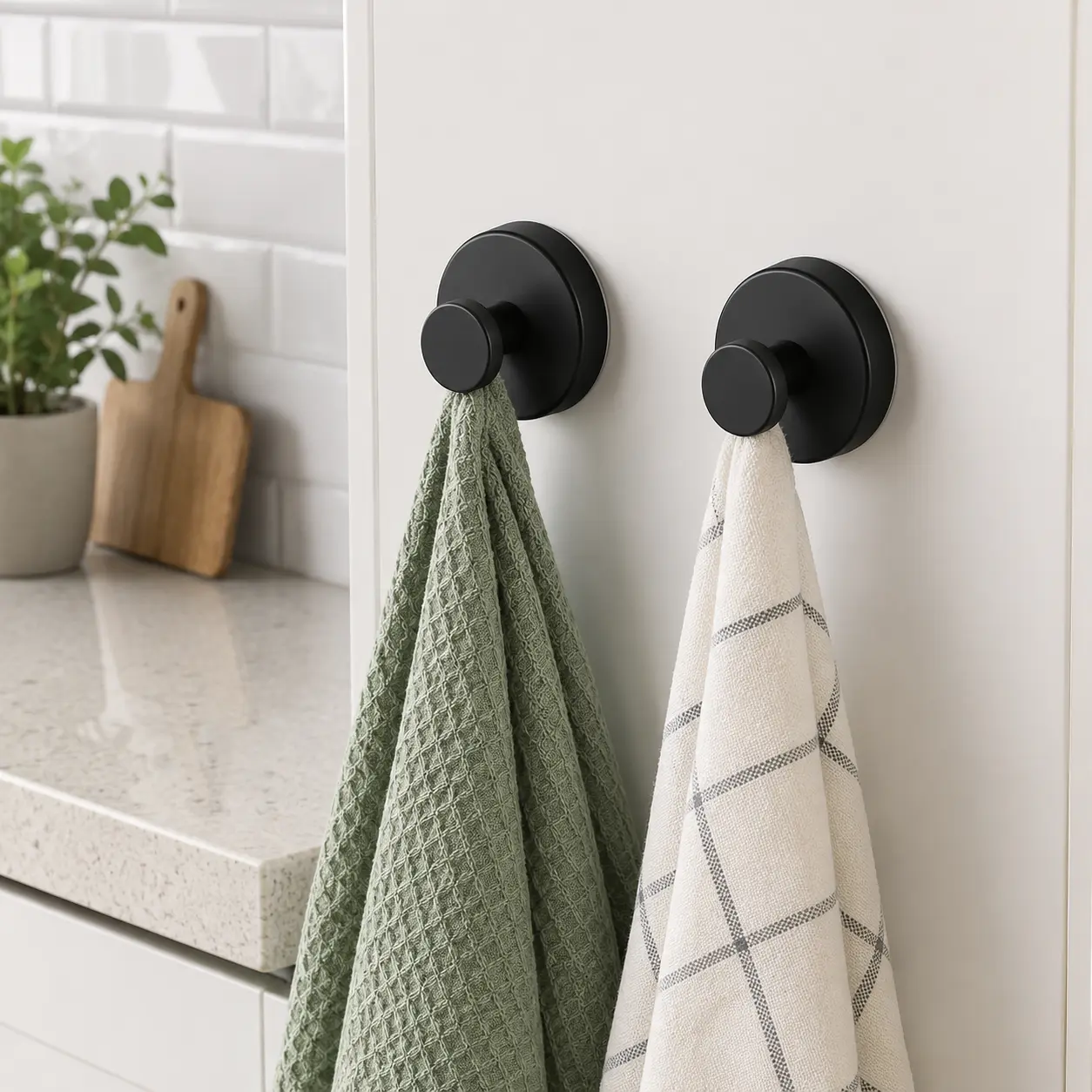 Suction Cup Hooks for Shower 2 Pack, Strong Suction Cup Hooks for Bathroom&Kitchen, No-Drill Bathroom Hooks for towels, Suction cup Wreath Hanger Fit Smooth Tile Glass Surfaces