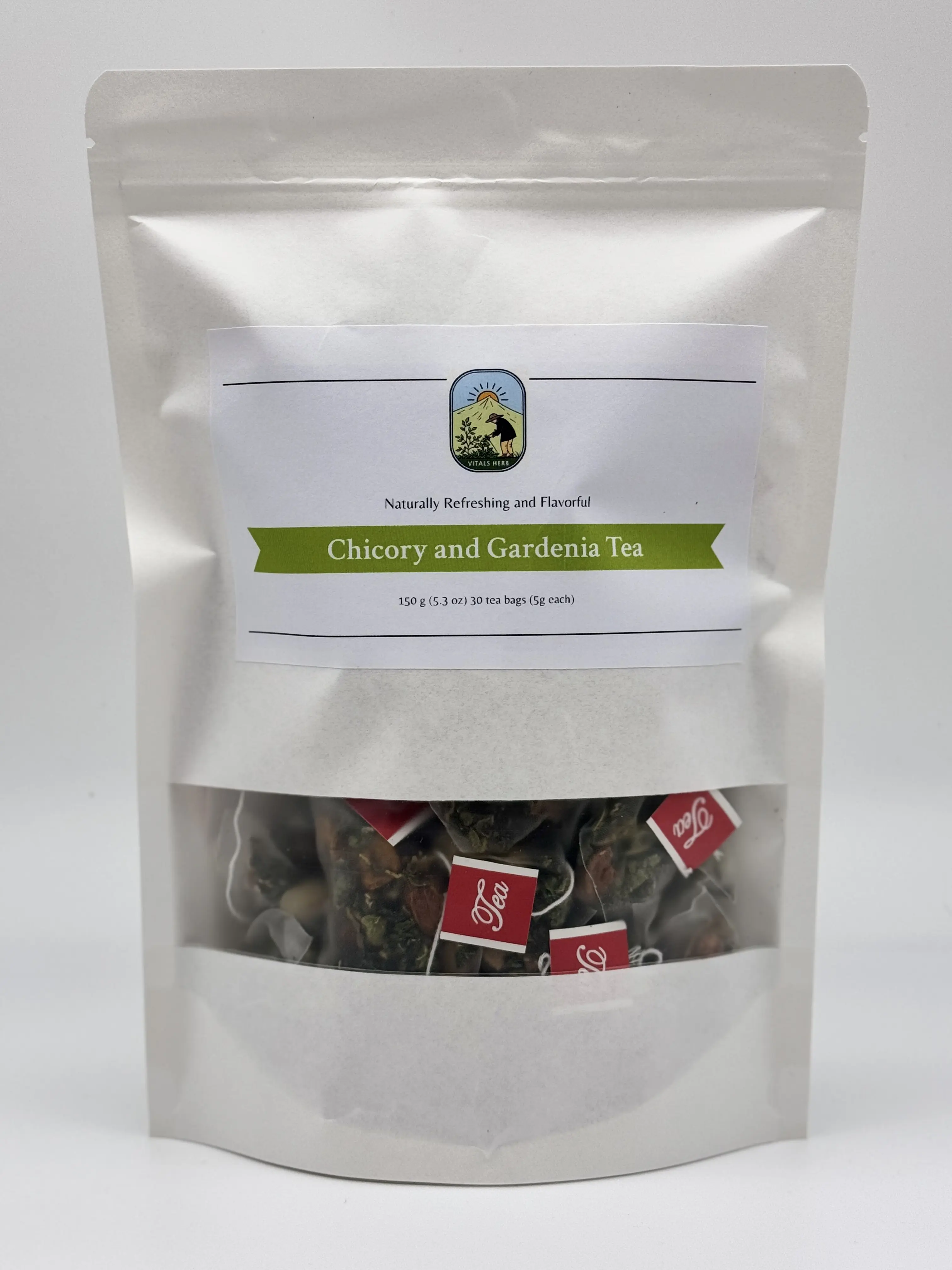 Vitals Herb Chicory & Gardenia Herbal Tea – Caffeine-Free Floral Wellness Blend (30 Tea Bags, 150g)