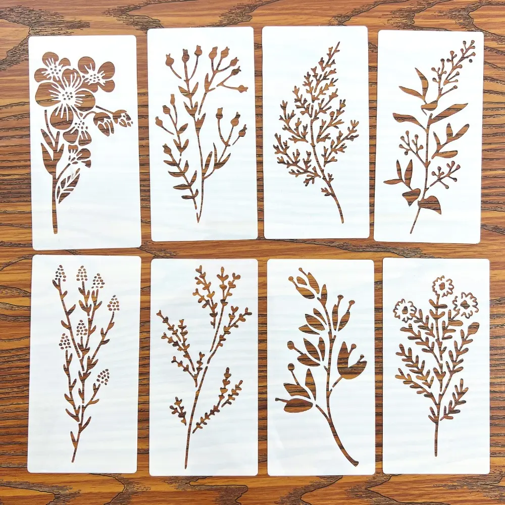 18pcs Wildflower Template Set, Plastic DIY Plant Drawing Stencils, Wall Painting Decor, Hollow Out Spray Art Board, Diy Painting Supplies, Diy Painting Tool, Craft Supplies, Art Supply