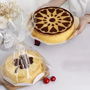 10 Pcs 6inch/8inch Disposable Transparent Cake Bags, Harajuku Style Plastic Packaging, Bread, Toast, Cookies, Snacks, Bakery Delivery Bags