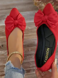 New Women's Flat Shoes Butterfly Knot Flower Slip-On Lazy Shoes, Bowknot Design Shoes, Breathable Casual Low Top, Pointed Toe, Rubber Sole, Spring & Fall, Flats Shoes