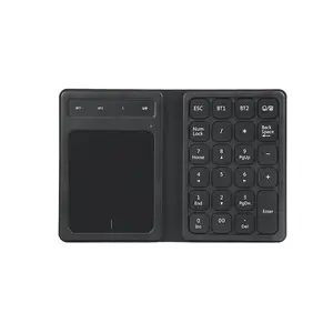 Dual Bluetooth Leather 3-in-1 Touchscreen Digital Calculator Mini Rechargeable Foldable Keyboard Numeric Keypad