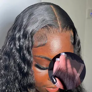 ALHER 2x6 Kim K Water Wave SKINLIKE Real HD Lace Closure Free Part 4x4/5x5 SKINLIKE Real HD Lace Closure 12A Virgin 0.09mm Ultra-thin Invisible Ear to Ear Swiss Lace HD Frontal Closure 13X4 Pre Plucked Single Knot Wet n Wavy Curly