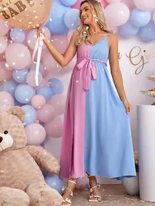 Maternity Colorblock Twist Lace Cami Dress - Elegant Baby Shower & Pregnancy Attire