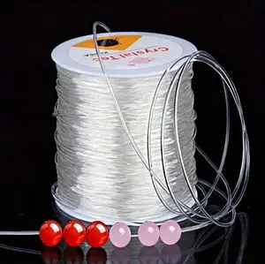 0.5-1.0mm Crystal Clear Elastic Stretchy Thread For DIY Beading, Jewelry Making, Handmade Craft Supplies - Perfect For Bracelet, Necklace, Clay Bead, Crystal String Projects - Soft