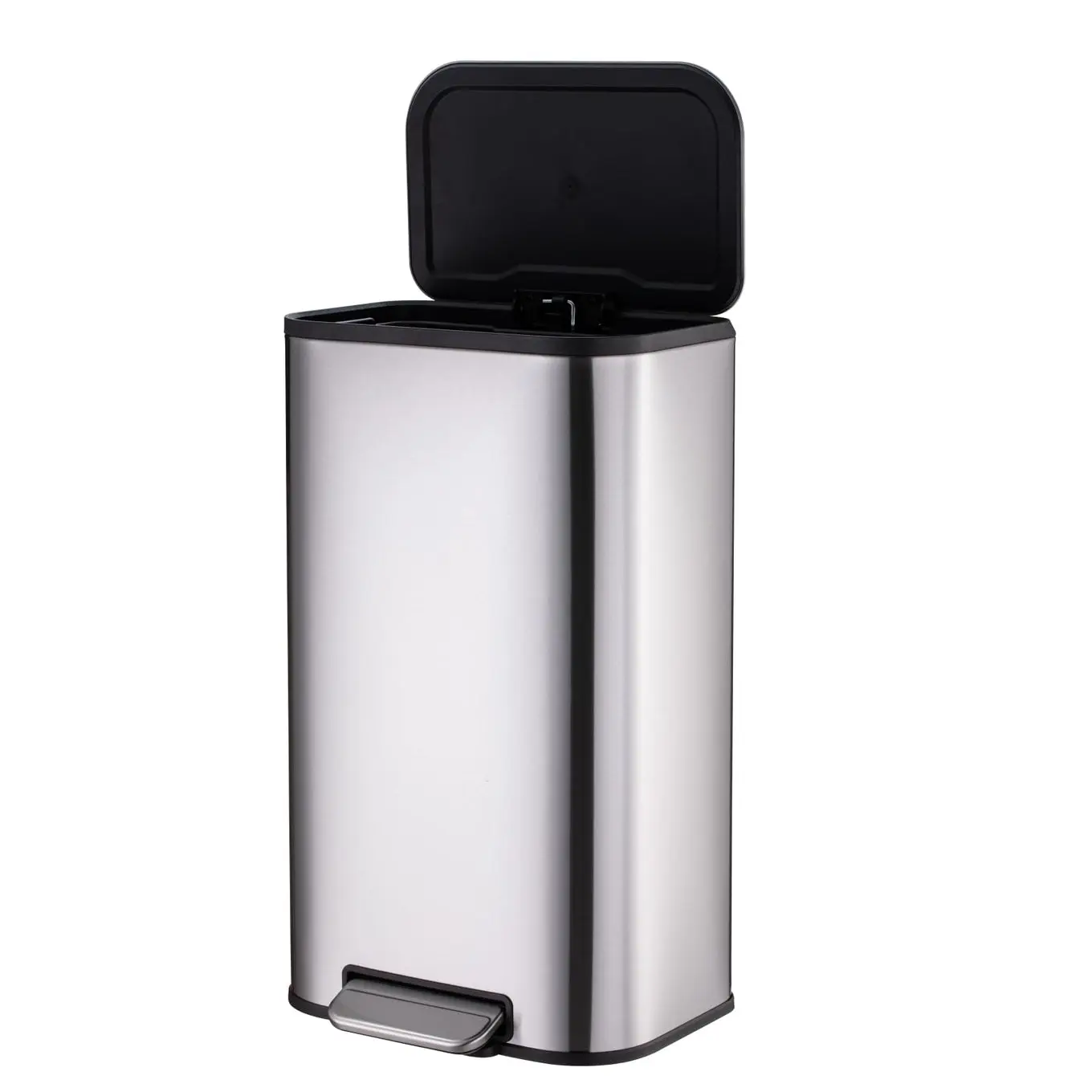 Garvee 50L/13Gal Heavy Duty Hands-Free Stainless Steel Kitchen Trash Can, Commercial Rectangular Kitchen Waste Bin, with Soft Close Lid & Inner Liner, Fingerprint-Resistant