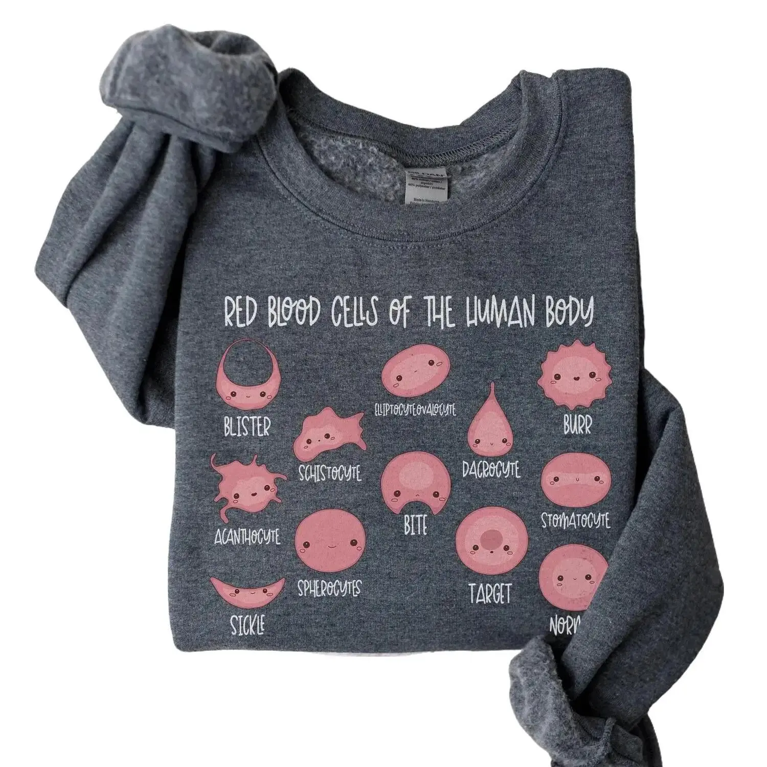 Hematology Sweatshirt Red Blood Cell Shirt Red Blood Cells of the Human Body Biology Cells at Work Medical Laboratory Scientist