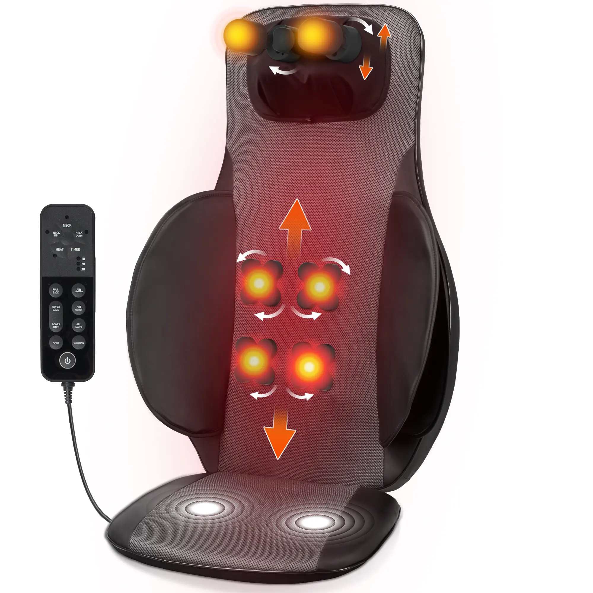 Heated Massage Seat Cushion, Back and Neck Massager with Vibration, Pain Relief Massage Pad for Home or Office Chair