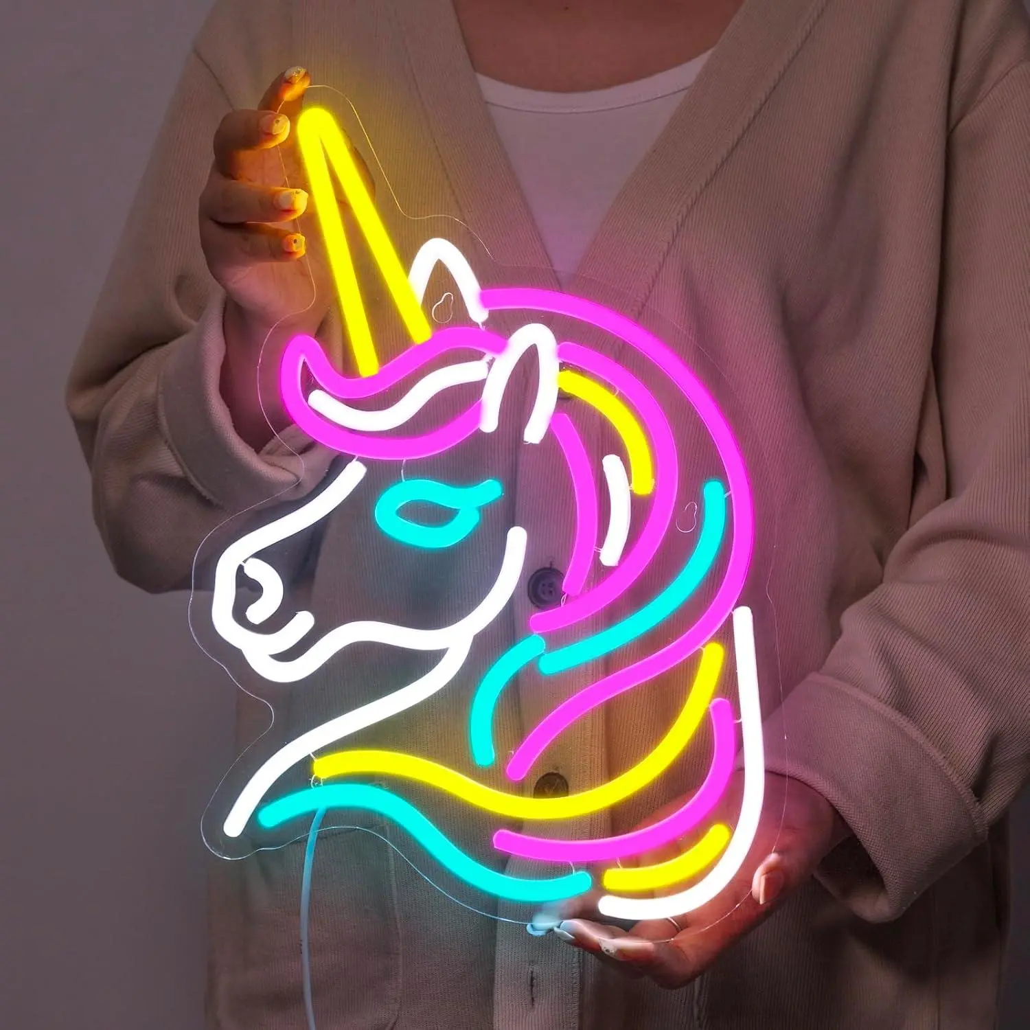 Unicorn Shaped Neon Sign, USB Powered Neon Light, LED Neon Lights, Led Neon Signs, Neon Accent Lights, Decorative Night Light for Home Bedroom, Led Decoration, Birthday Gift, Creative Gift for Kids