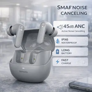 Wireless Earbuds 5.4 Bluetooth Headphones, 100 Hours Battery Life,  Active Noise Cancelling Earphones in-Ear Earbud with 4 ENC Noise Cancelling Mic, Hi-Fi Stereo & 60ms Low Latency, IPX5 Waterproof Sport Earphones