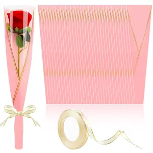 100-Pack Single Rose Sleeves with Ribbons – Flower Wrapping Bags for  Day, Weddings, Birthdays, Florist Supplies & Holiday Gifts